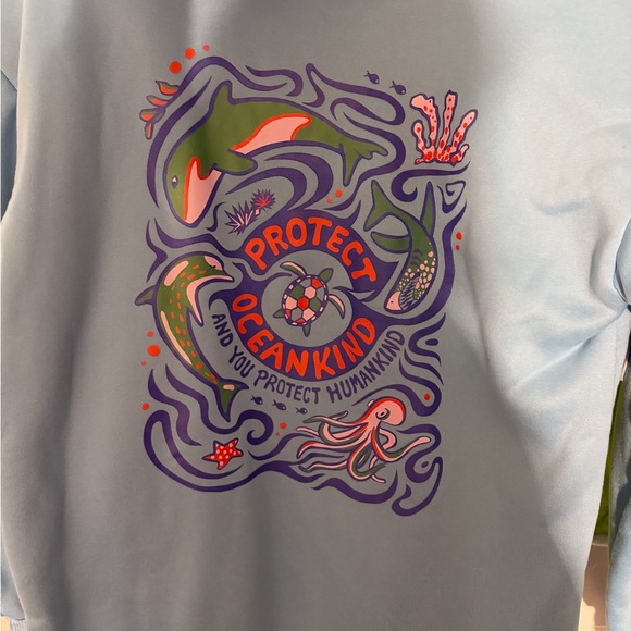 Light Blue "Protect Oceankind" Turtle Graphic Hoodie - Picture 3 of 5